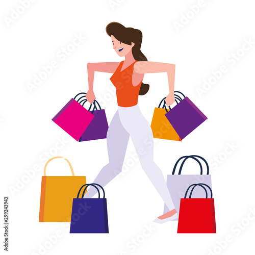 avatar woman shopping vector design