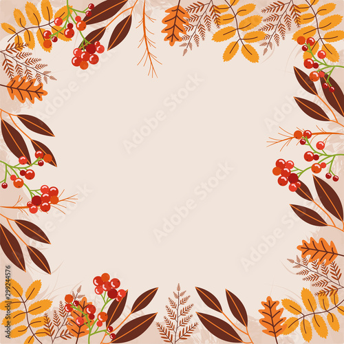 hello autumn season leafs frame