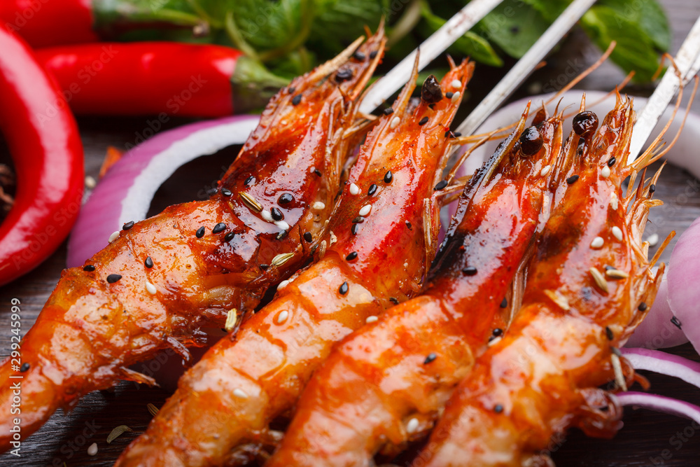 Grilled shrimp kebabs, northeast China barbecue