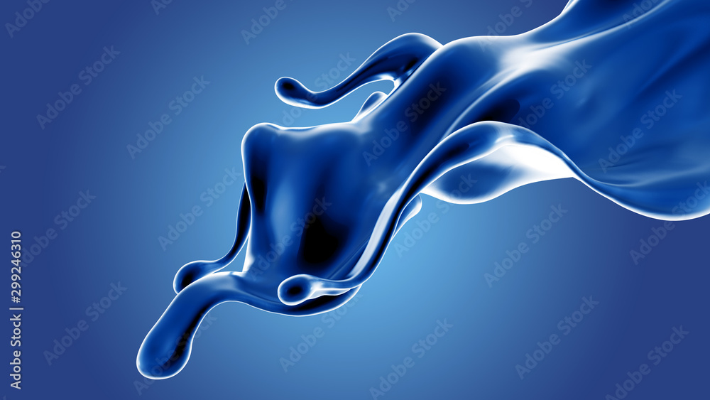 Naklejka premium Splash fluid. 3d illustration, 3d rendering.
