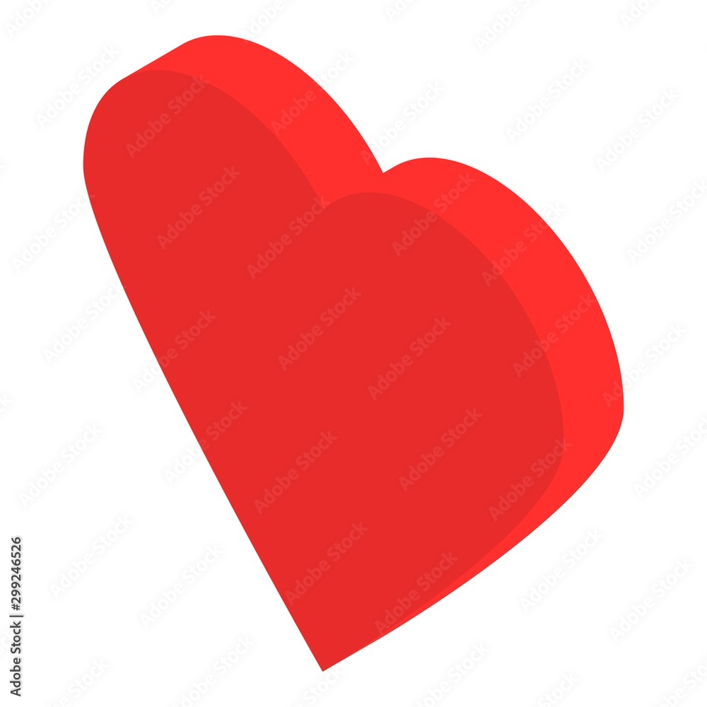 Red heart icon. Isometric of red heart vector icon for web design isolated on white background