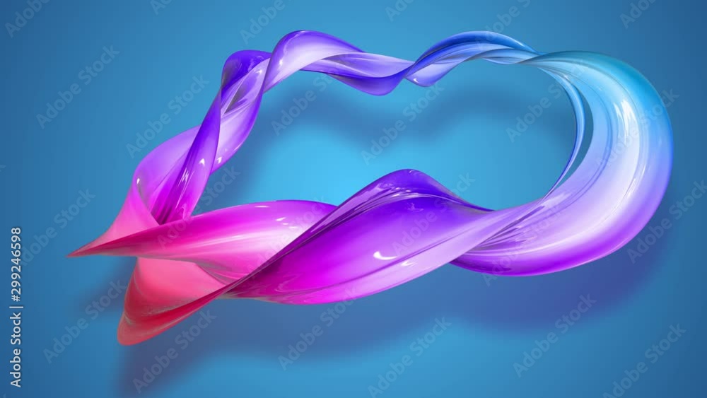 a twisted ribbon of gradient red blue violet color move around on a blue background. 4k abstract bright colorful background. Use luma matte as alpha channel a twisted ribbon of gradient red blue violet color move around on a blue background. 4k abstract bright colorful background. Use luma matte as alpha channel