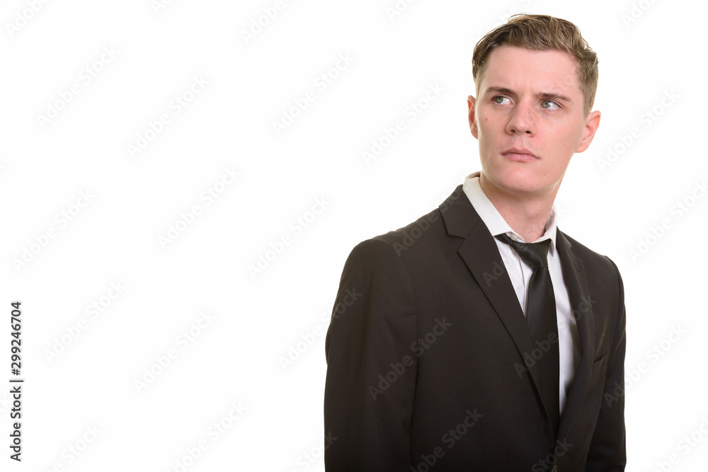 Face of young handsome blonde businessman in suit Face of young handsome blonde businessman in suit