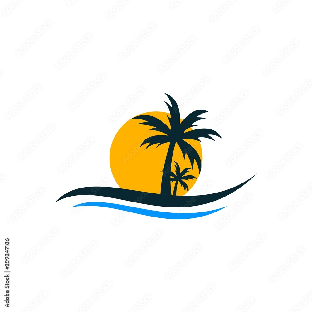 Beach Traveling Creative Abstract Icon Logo Design Template Element Vector