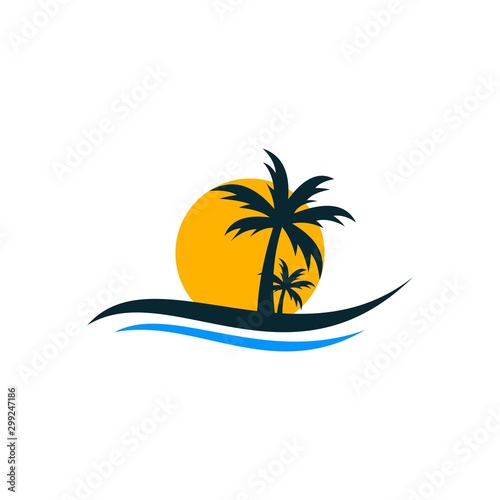 Beach Traveling Creative Abstract Icon Logo Design Template Element Vector