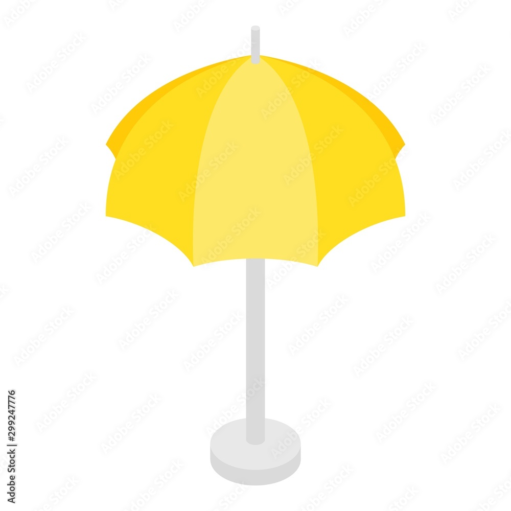 Yellow beach umbrella icon. Isometric of yellow beach umbrella vector icon for web design isolated on white background