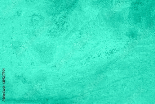 Mint marble texture. Natural patterned stone for background, copy space and design. Trendy green and turquoise color. Abstract marble stone surface.