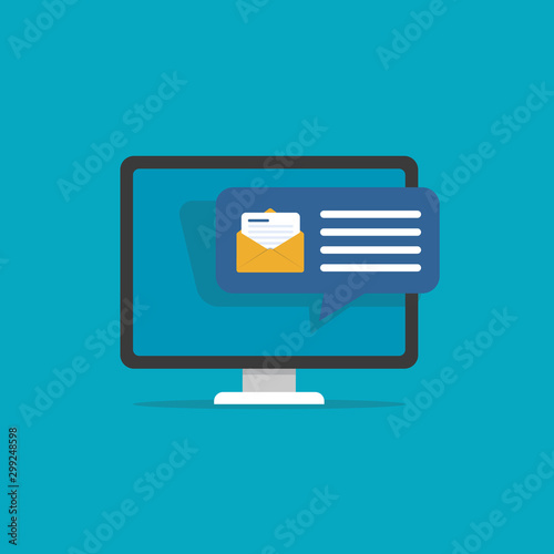 Email notification concept. New email on the computer screen
