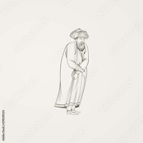 Dervish. Drawing in miniature style