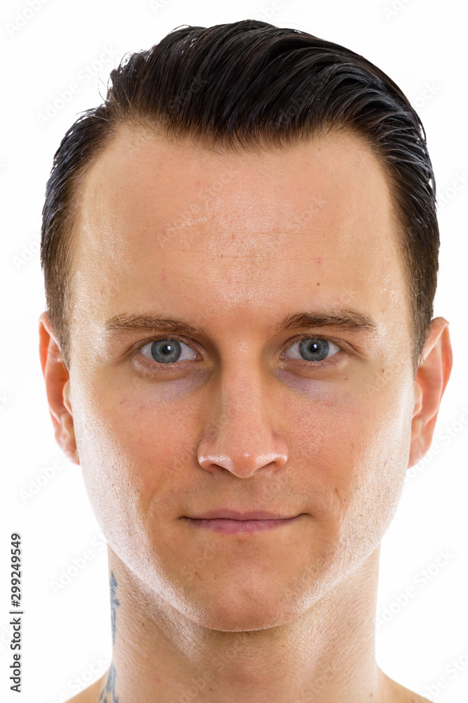 Obraz premium Studio shot of face of young handsome man shirtless