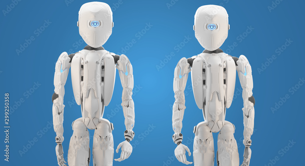 Obraz premium humanoid robot 3d-illustration design rendering