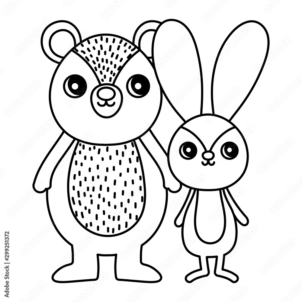 cute bear and rabbit toys decoration thick line cute bear and rabbit toys decoration thick line