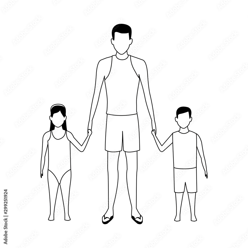 avatar man with his kids wearing swimsuits avatar man with his kids wearing swimsuits
