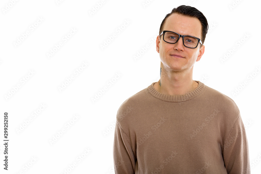 Portrait of young handsome man wearing eyeglasses Portrait of young handsome man wearing eyeglasses