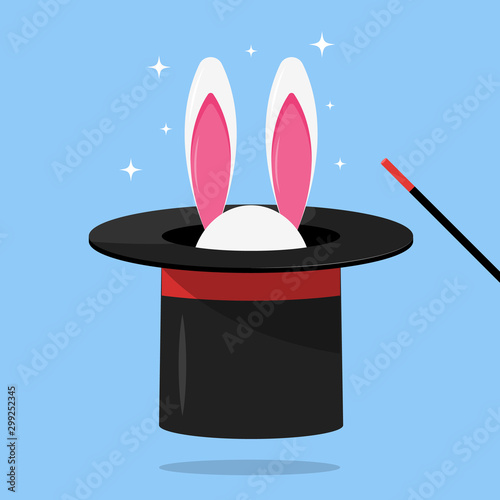 Magic hat wand Rabbit Illustration Magician Vector