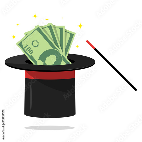 Magic hat wand Money Illustration Magician Vector
