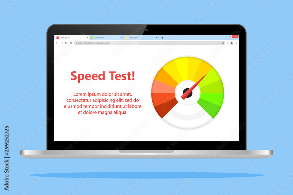 Internet Speed Test on Laptop Illustration Vector Internet Speed Test on Laptop Illustration Vector