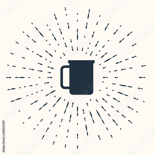 Grey Coffee cup flat icon isolated on beige background. Tea cup. Hot drink coffee. Abstract circle random dots. Vector Illustration