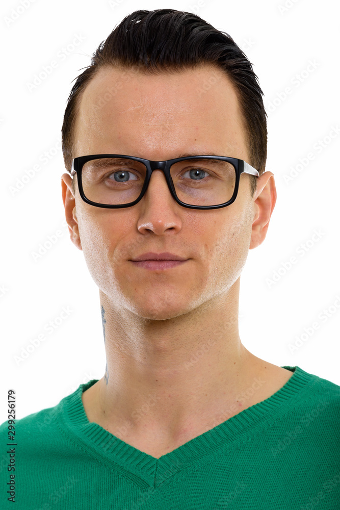 Portrait of young handsome man wearing eyeglasses Portrait of young handsome man wearing eyeglasses