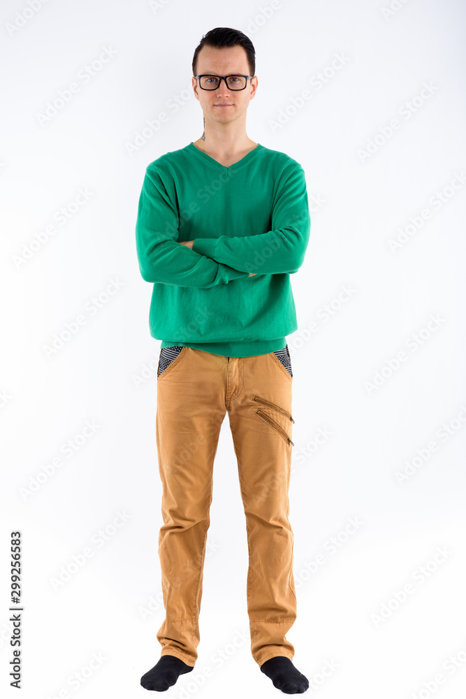 Fototapeta premium Portrait of young handsome man wearing eyeglasses