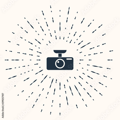 Grey Car DVR icon isolated on beige background. Car digital video recorder icon. Abstract circle random dots. Vector Illustration