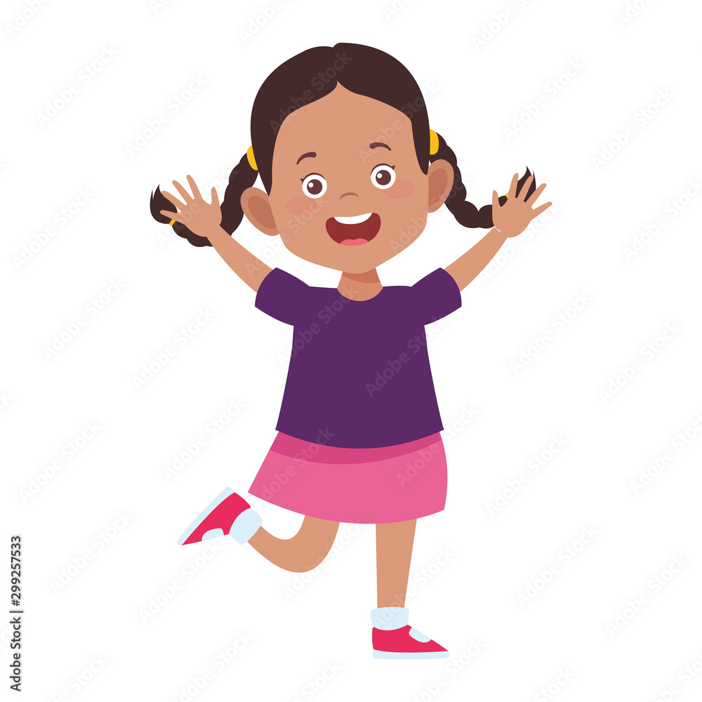 cartoon excited girl icon, flat design