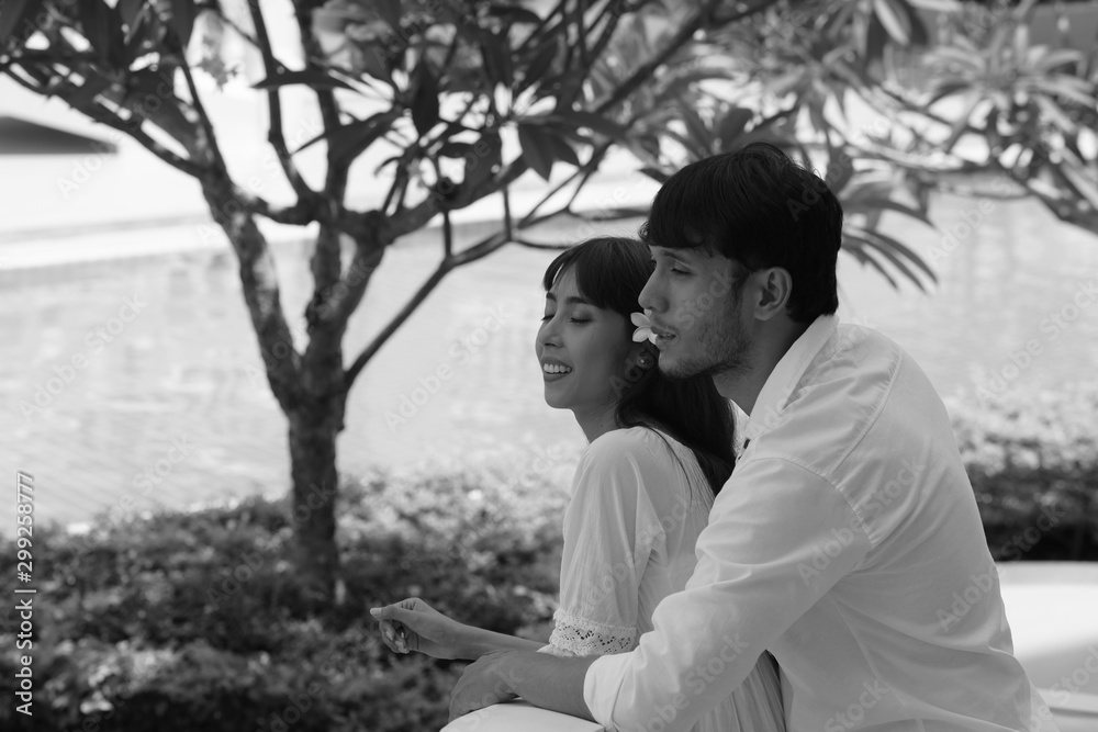 Tender happy stylish couple	