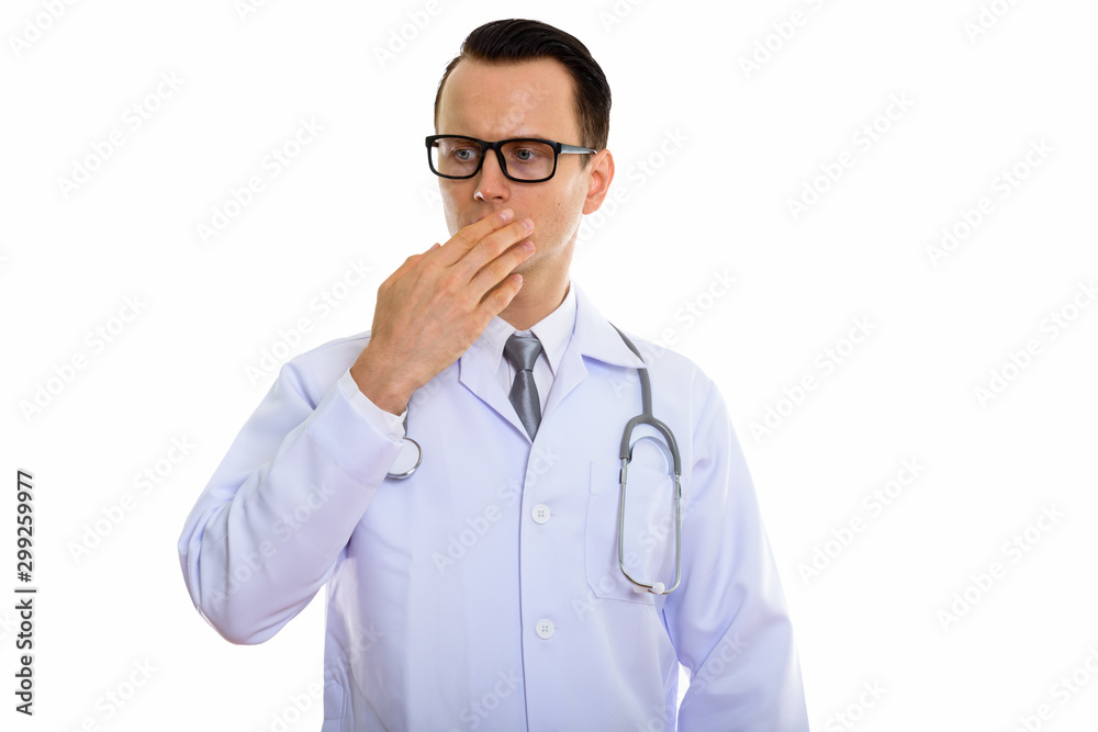 Portrait of young handsome man doctor with eyeglasses Portrait of young handsome man doctor with eyeglasses