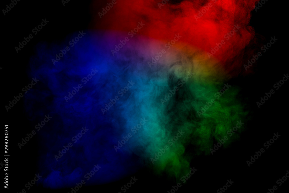 Fototapeta premium Abstract smoke isolated on black background,Rainbow powder