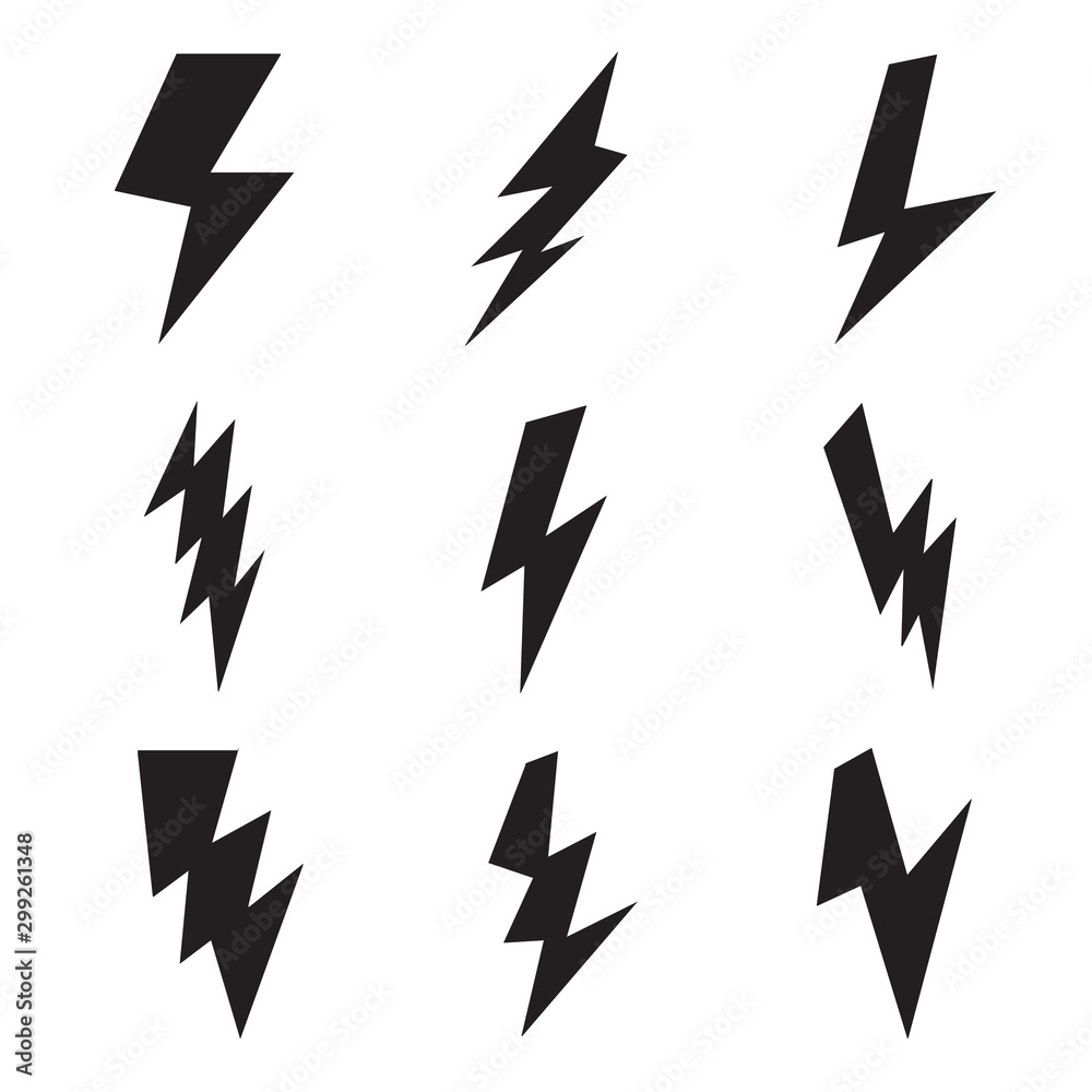 Thunder vector doodle set, Storm symbol, lightning icon design for logo and pattern background. Thunder vector doodle set, Storm symbol, lightning icon design for logo and pattern background.