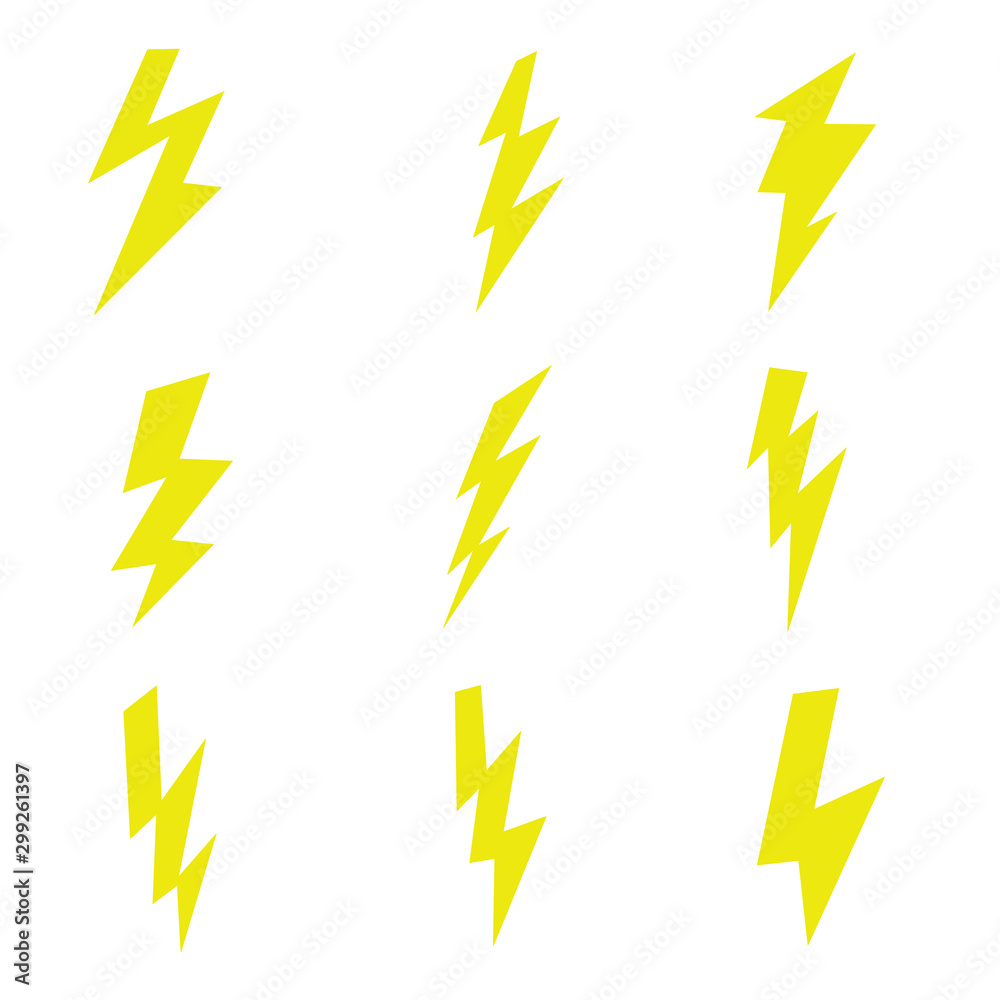 Thunder vector doodle set