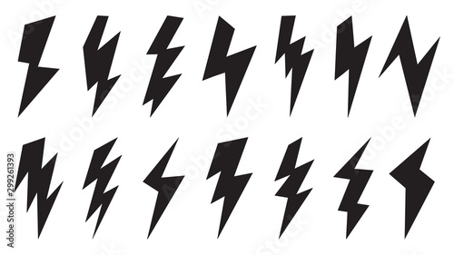 Thunder vector doodle set  Storm symbol  lightning icon design for logo and pattern background.