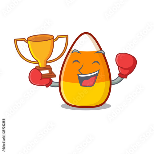 Boxing winner candy corn placed on character plate