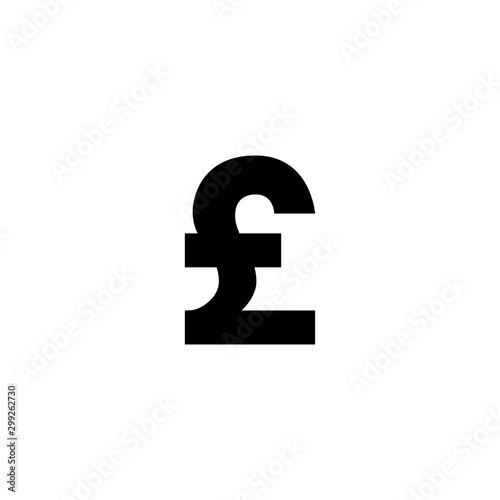 Black pound sterling sign. Flat icon. Isolated on white.