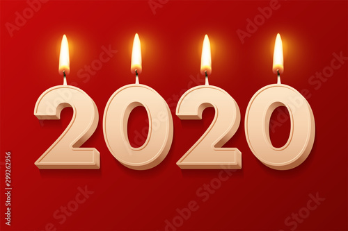 2020 new year greetings poster with burned numbers
