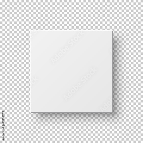 White realistic square on transparent backdrop
