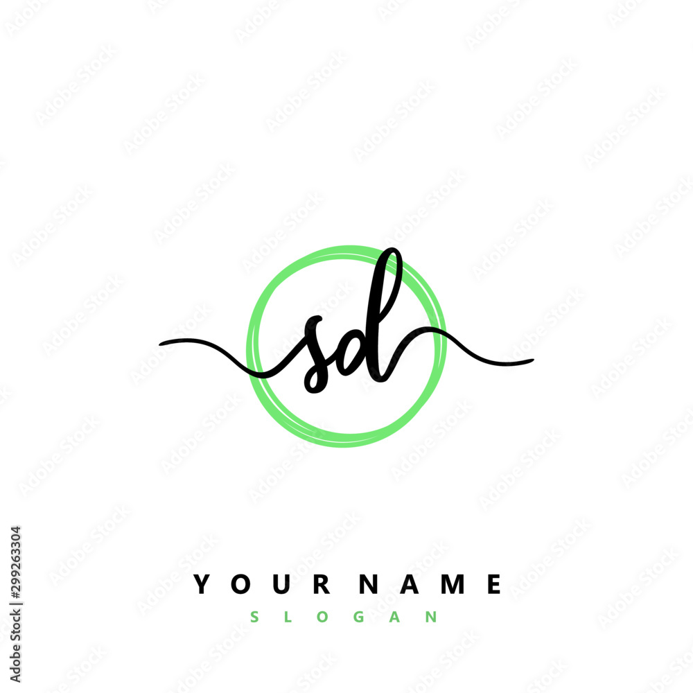 SD Initial handwriting logo vector SD Initial handwriting logo vector