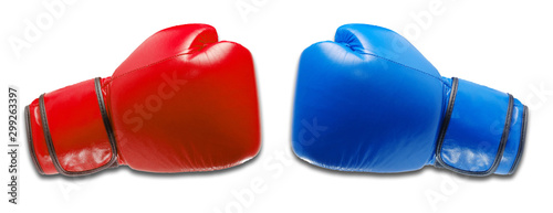 red and blue boxing gloves competition with shadow