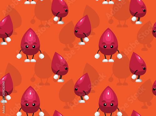 Blood Hemophilia Donation Character Cartoon Background Seamless Pattern Wallpaper-01
