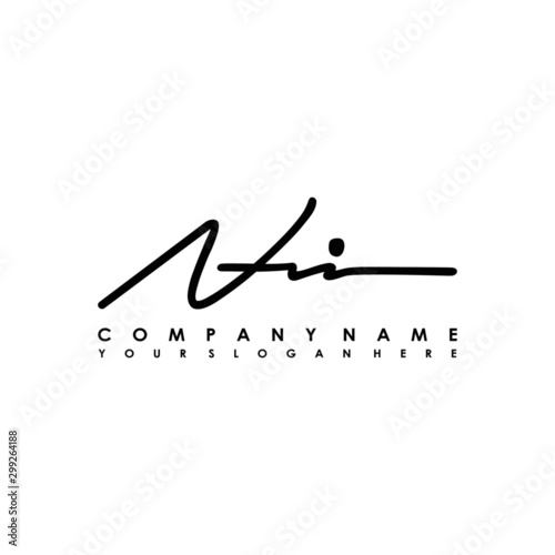 NI initials signature logo. Handwriting logo vector templates. Logo for business, beauty, fashion, signature