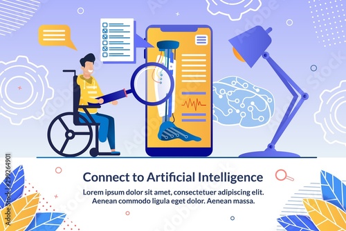 Controlled by AI Robotic Prosthesis Vector Banner
