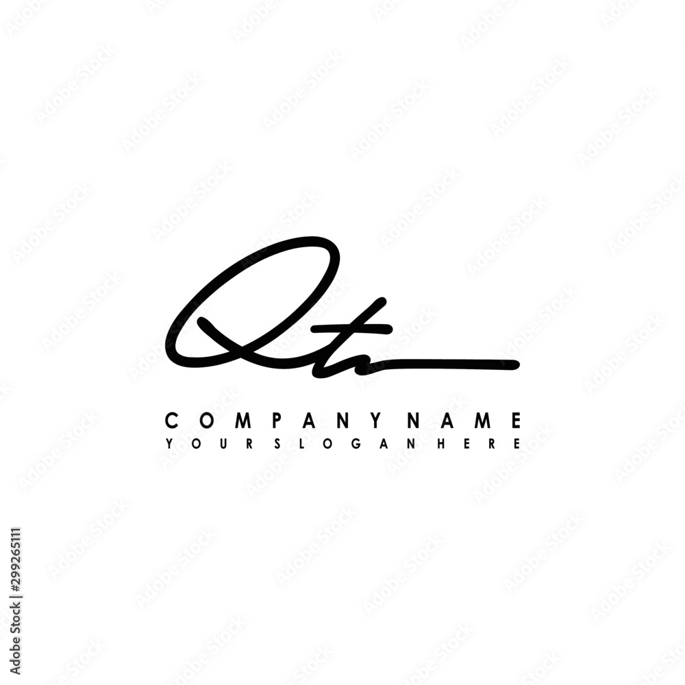 QT initials signature logo. Handwriting logo vector templates. Logo for business, beauty, fashion, signature QT initials signature logo. Handwriting logo vector templates. Logo for business, beauty, fashion, signature