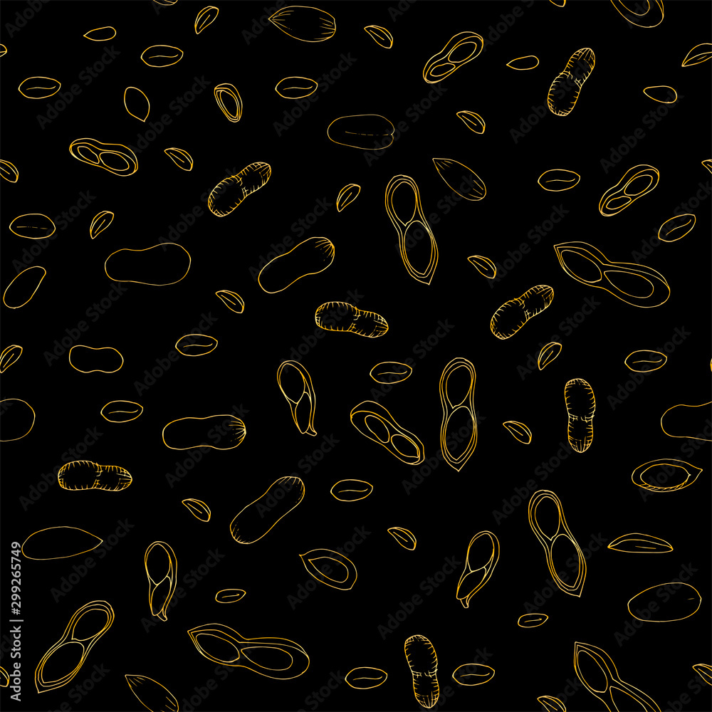 doodle seamless background with peanuts