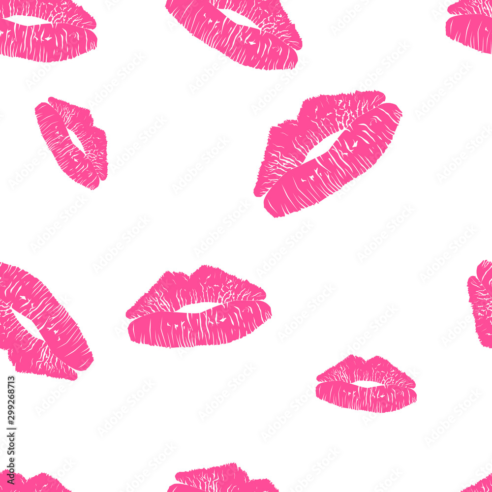 Lipstick kiss. Female mouth. Print of lips. seamless pattern. Lipstick kiss. Female mouth. Print of lips. seamless pattern.