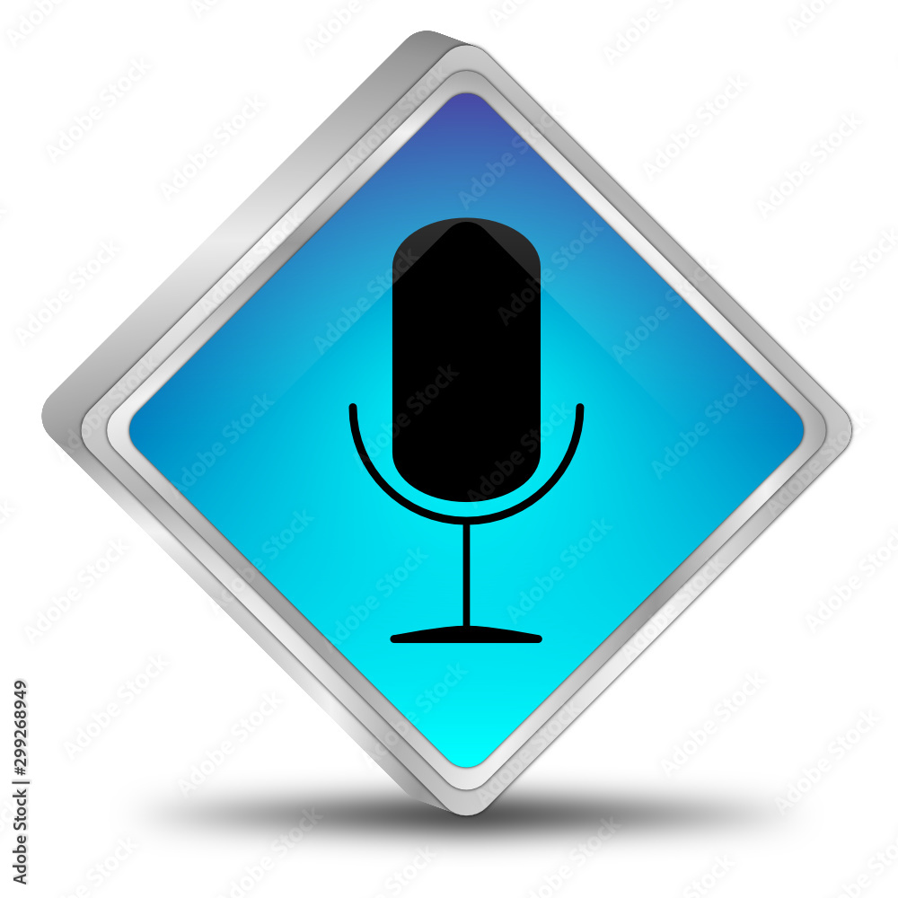 Button with microphone - 3D illustration Button with microphone - 3D illustration