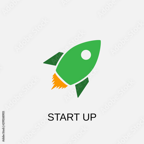 Start up icon. Start up symbol. Flat design. Stock - Vector illustration