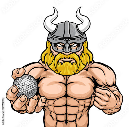 A Viking warrior gladiator golf sports mascot