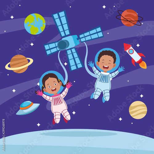 happy children day celebration with kids couple in the space