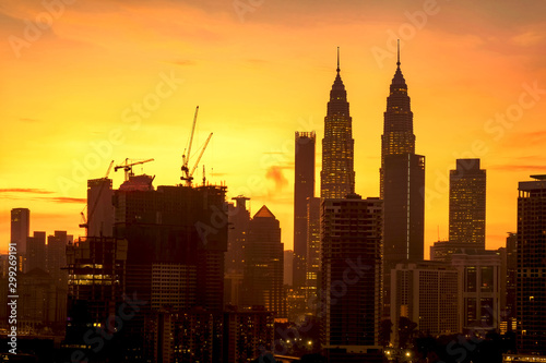 Beautiful scenery of Kuala Lumpur City Centre with sunrise sky background