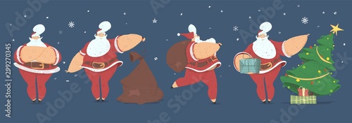 Santa Claus Deliver Presents at Christmas Night